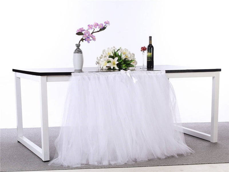 HB HBB MAGIC Table Skirt Wedding Baby Shower Birthday Bridal Shower Party White Tutu Table Skirt 9ft - Image 2